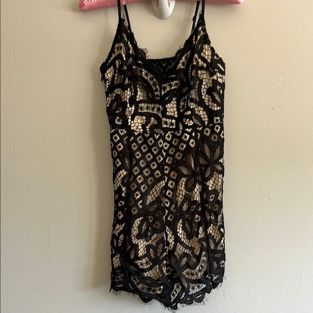 Black Lace Overlay Romper